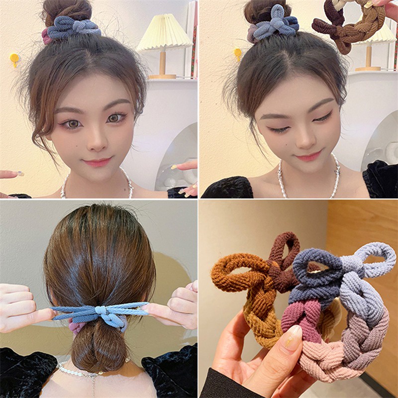 Hoạt Hình Dây Buộc Tóc Cao Su Xâu Hạt Tròn Hình Búp Bê Sáng Tạo