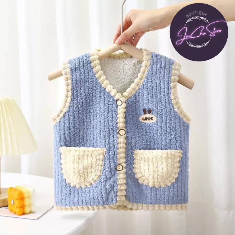 Áo khoác gile lót lông cừu cho bé Size từ 10 -20Kg