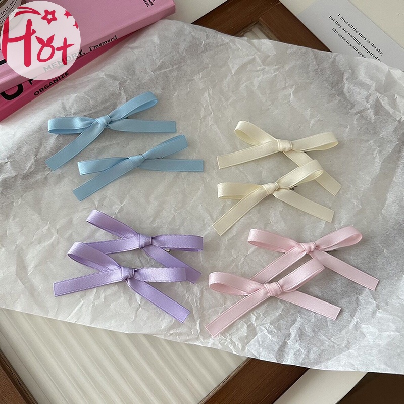 Set 2 Kẹp Tóc Hình Nơ Ruy Băng Phong Cách Hàn Quốc Cho Nữ