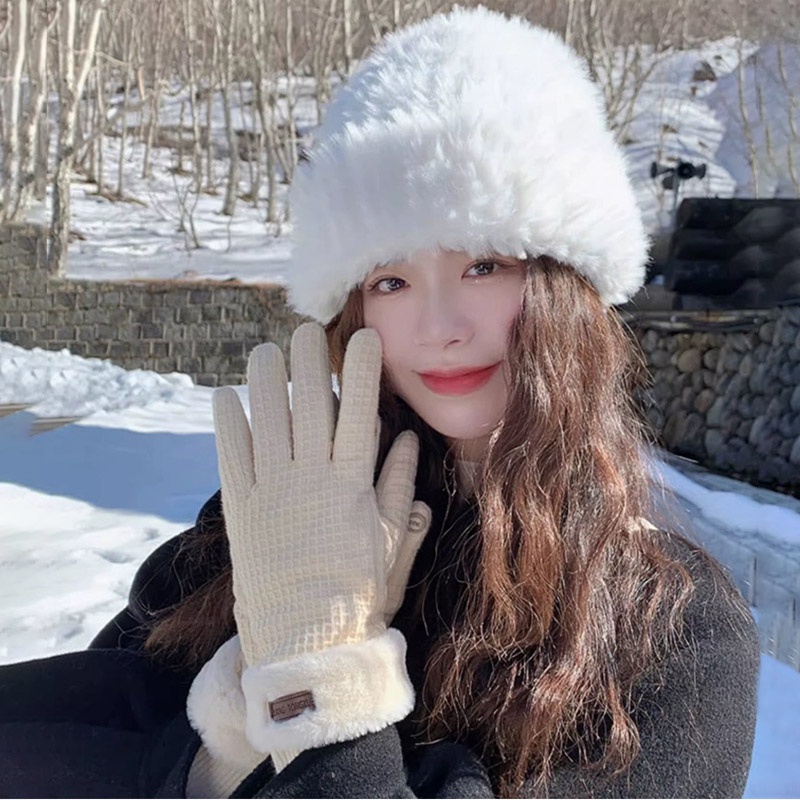 Thời Trang Găng Tay Hoạ Tiết Bánh waffle Có Thể Sử Dụng Màn Hình Cảm Ứng