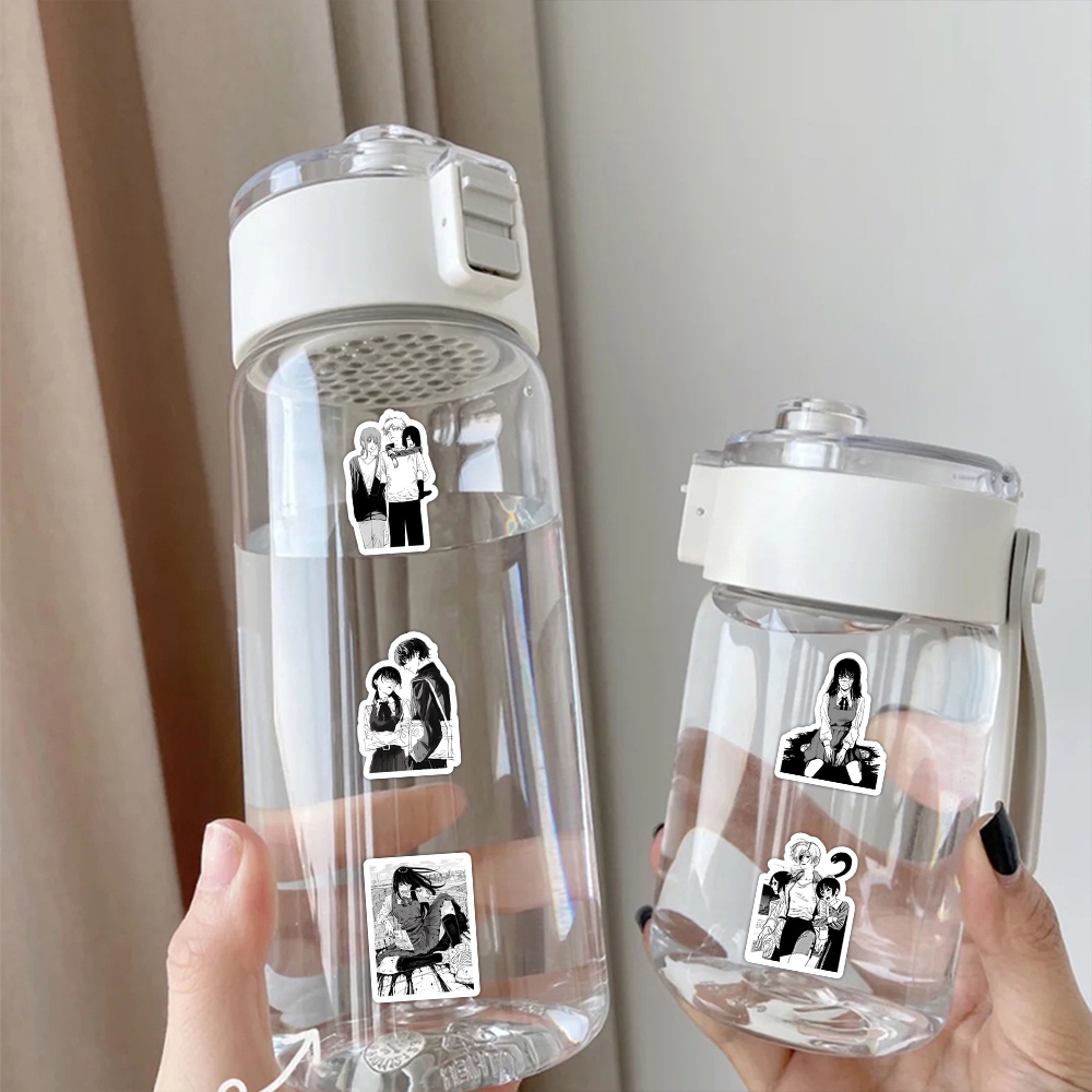 100 Miếng Dán Trang Trí Mũ Bảo Hiểm / Bút Chì Hình anime Màu Trắng Đen