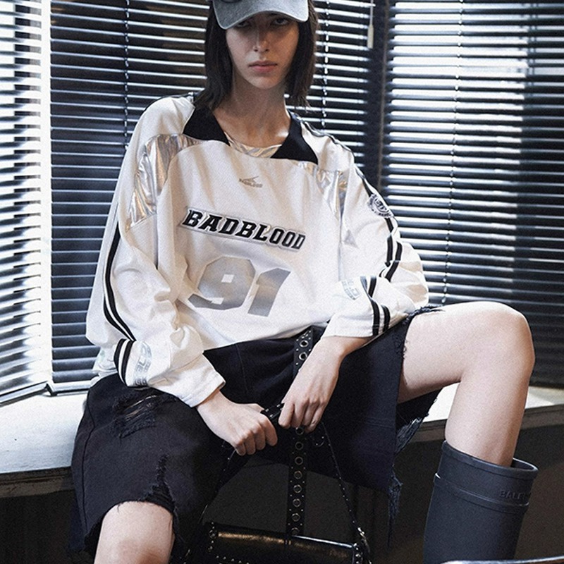 Badblood Áo Thun Dài Tay oversize Thời Trang Nữ