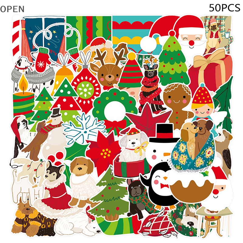 Bộ 50 sticker Dán Trang Trí laptop Chủ Đề Giáng Sinh vn