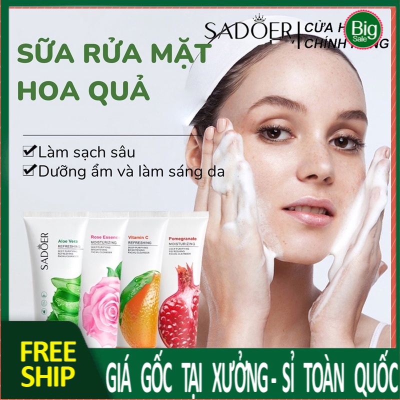 Sữa Rửa Mặt SADOER Chiết Xuất Thiên Nhiên Làm Sạch Sâu Kiềm Dầu Dưỡng Ẩm Cho Nam Và Nữ S14