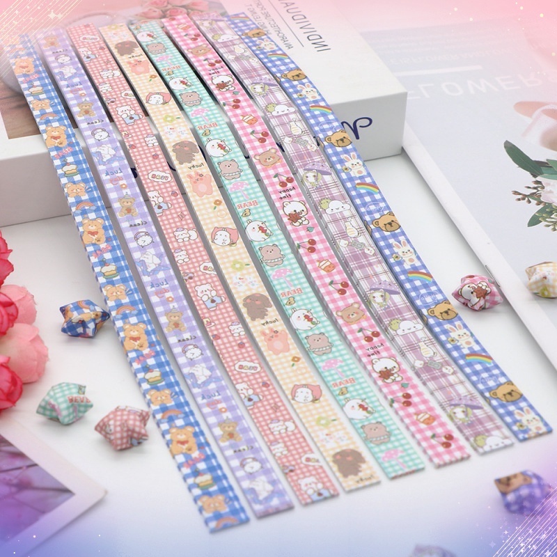 Set 136 Tờ Giấy Xếp Hình Hoa Hồng / Gấu / Cung Hoàng Đạo May Mắn / Ngôi Sao May Mắn handmade Làm Quà Tặ