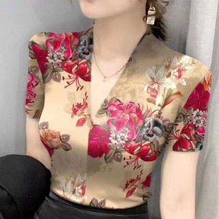 Áo Sơ Mi Lụa Cổ Tim Thời Trang Xuân Hè Dành Cho Nữ