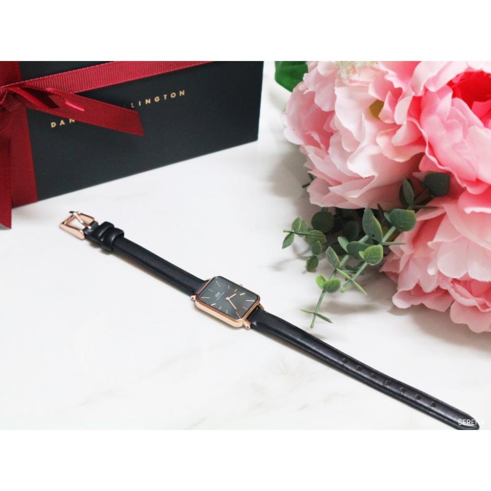 Combo Đồng Hồ Nữ Daniel Welington Quadro Pressed Sheffield Black & Vòng Tay Cuff V1 DW Chính Hãng - Danielwatchstore.