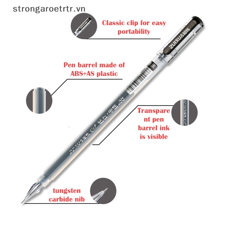 Set 6 Bút Mực gel Ngòi Kim Cương 0.38mm Màu Đen / Xanh / Đỏ