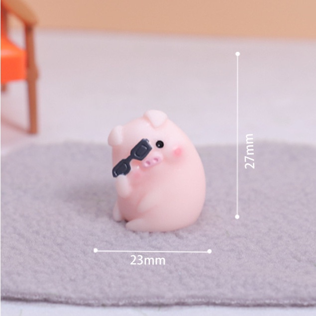 Tượng heo con bed time decor bàn học, terrarium