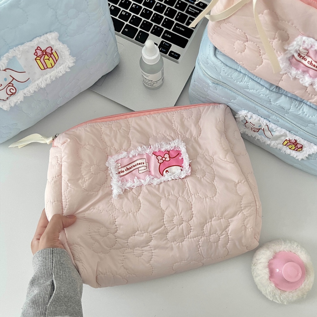 Ins Túi Đựng Mỹ Phẩm Xách Tay Sức Chứa Lớn Hình sanrio kuromi melody cinnamoroll Hoạt Hình Phong Cách ins