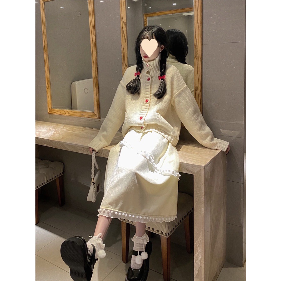 Mới Chân Váy Dài Qua Gối Lưng Cao Phong Cách Nhật Bản Ngọt Ngào Dễ Thương