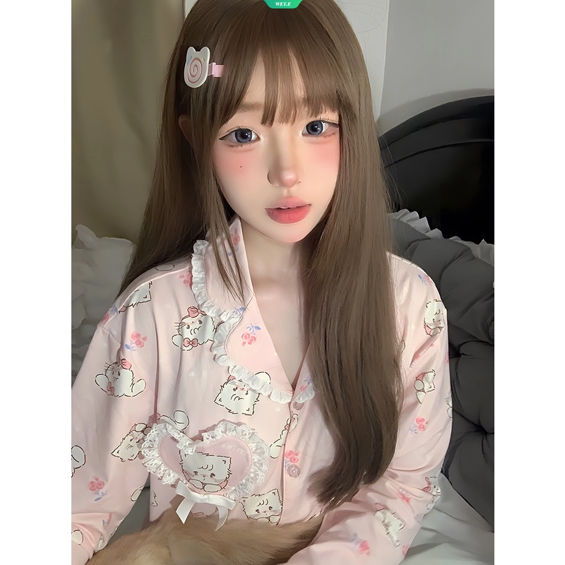 Bộ Đồ Ngủ Tay Dài In Hình Mèo mikko Hoạt Hình Dễ Thương Thời Trang Mùa Đông 2023 Cho Nữ