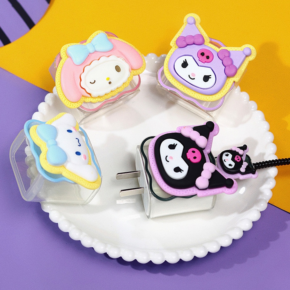 Hoạt Hình Phụ Kiện Bảo Vệ Dây Cáp Sạc iphone 18 / 20w 3d Hình sanrio kuromi
