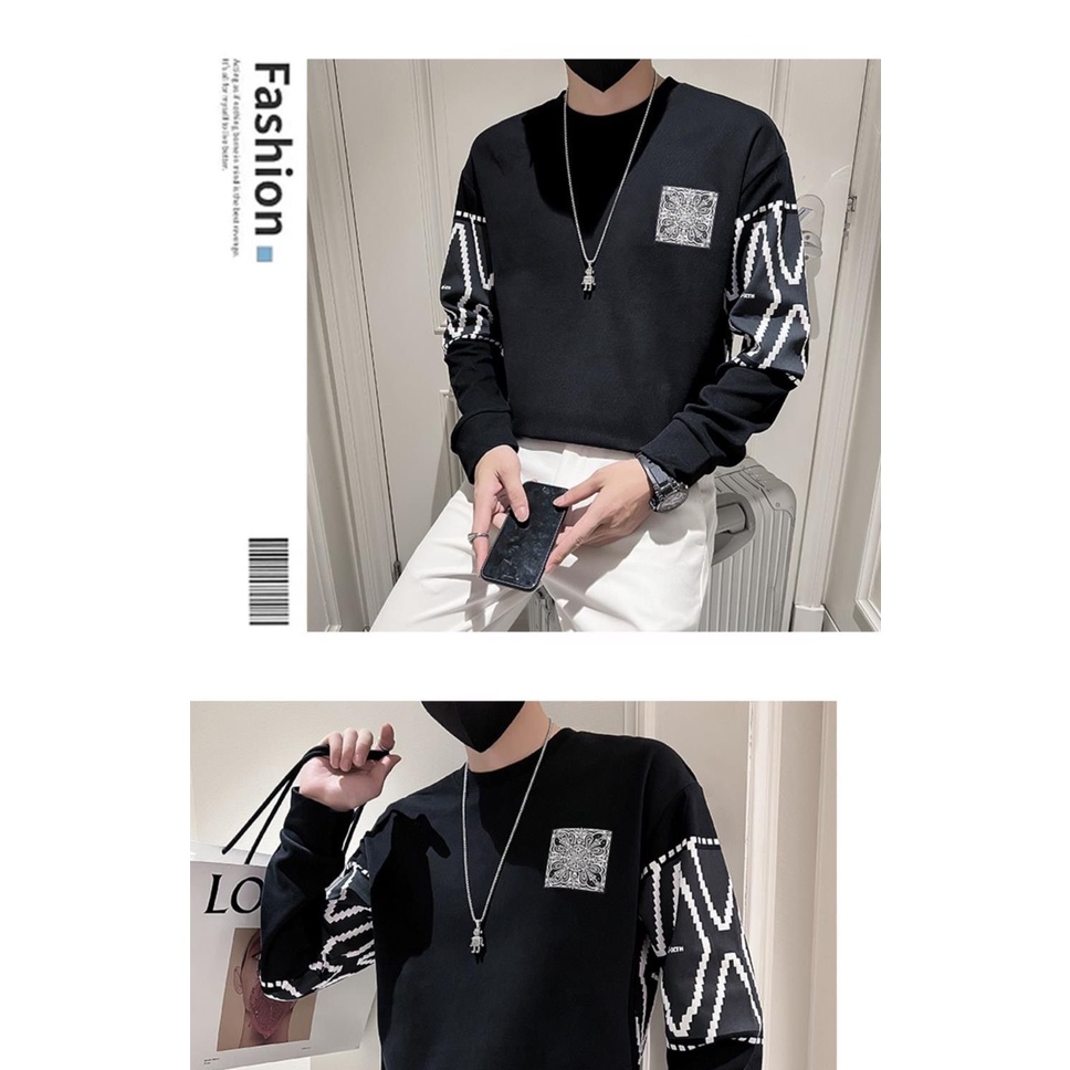 Thời Trang Áo Nỉ Nam Dài Tay Sọc Ngang Phong Cách Hàn Quốc