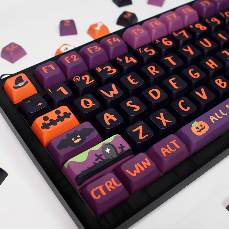 Keycap giới hạn Halloween, 135 phím, chiều cao XDA 9,5MM, thăng hoa PBT, phù hợp với bàn phím phím 87/68/84/104/108 ​