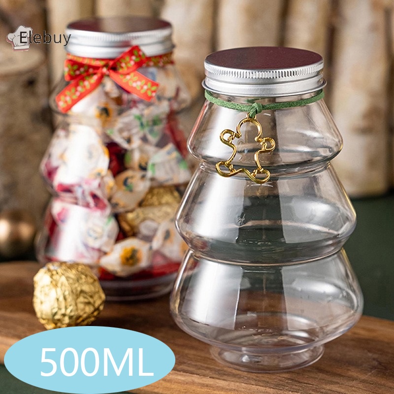 Hộp Đựng Bánh Kẹo 500ml diy Hình Cây Thông Giáng Sinh Dễ Thương