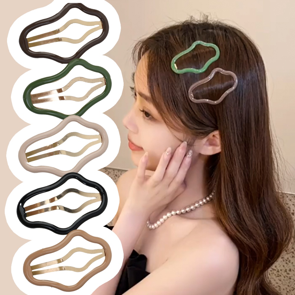 Kẹp Tóc Kim Loại Hình Ngôi Sao / Trái Tim Nhiều Màu Sắc Phong Cách Ngọt Ngào Cá Tính / y2k