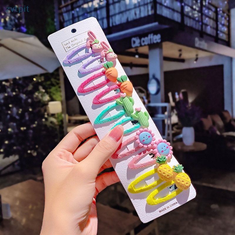Set 10 Kẹp Tóc Hình Hoa / Động Vật Dễ Thương Cho Bé Gái vn