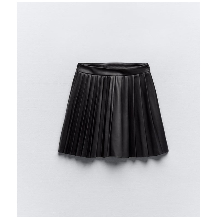 Zara Chân Váy mini Giả Da Xếp Ly Phối Khóa Kéo Bên Hông Thời Trang Thu Đông Cá Tính 238372284