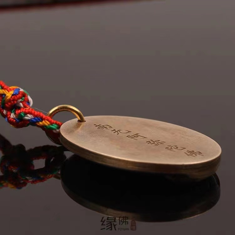 Mặt Dây Chuyền amitabha Bằng Đồng Nguyên Chất Có Tay Cầm Màu Đỏ Đồng Nguyên Chất Phong Cách Phương Tây