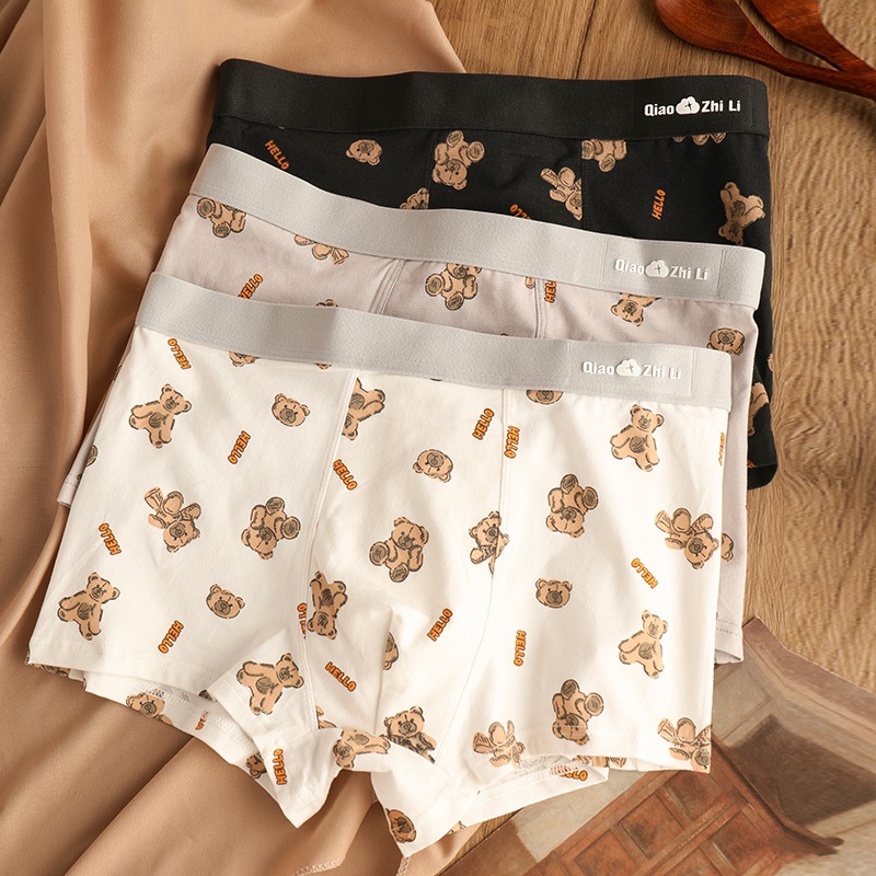 Quần Lót boxer Vải cotton Thoáng Khí Lưng Vừa In Hoạt Hình Gấu Dễ Thương Cho Nam , quần lót nam , quần sịp boxer , quần lót nam cao cấp , boxer nam