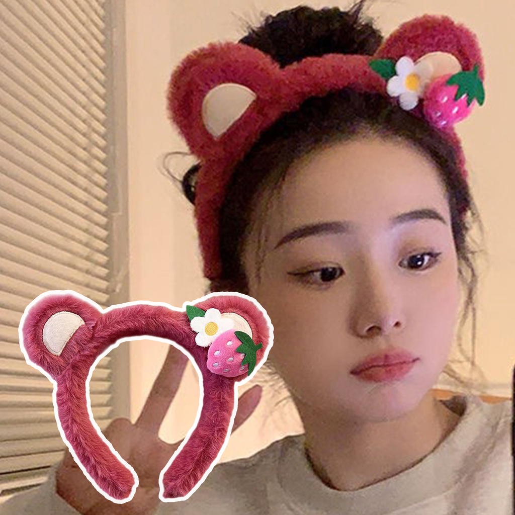 1 Băng Đô Cài Tóc Rửa Mặt Bằng Vải Bông Hình Gấu Phong Cách Ngọt Ngào Mới Cho Nữ