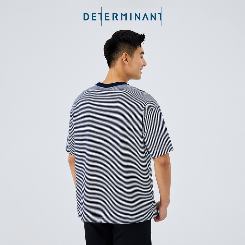 Áo thun nam tay lỡ Waterless Dye màu sọc xanh đậm BLWH01 - T08
