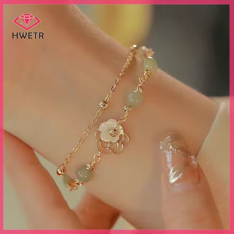 Vòng Tay Hai Lớp Đính Hạt Hình Hoa Phong Cách Trung Quốc Thanh Lịch Cho Nữ Mới