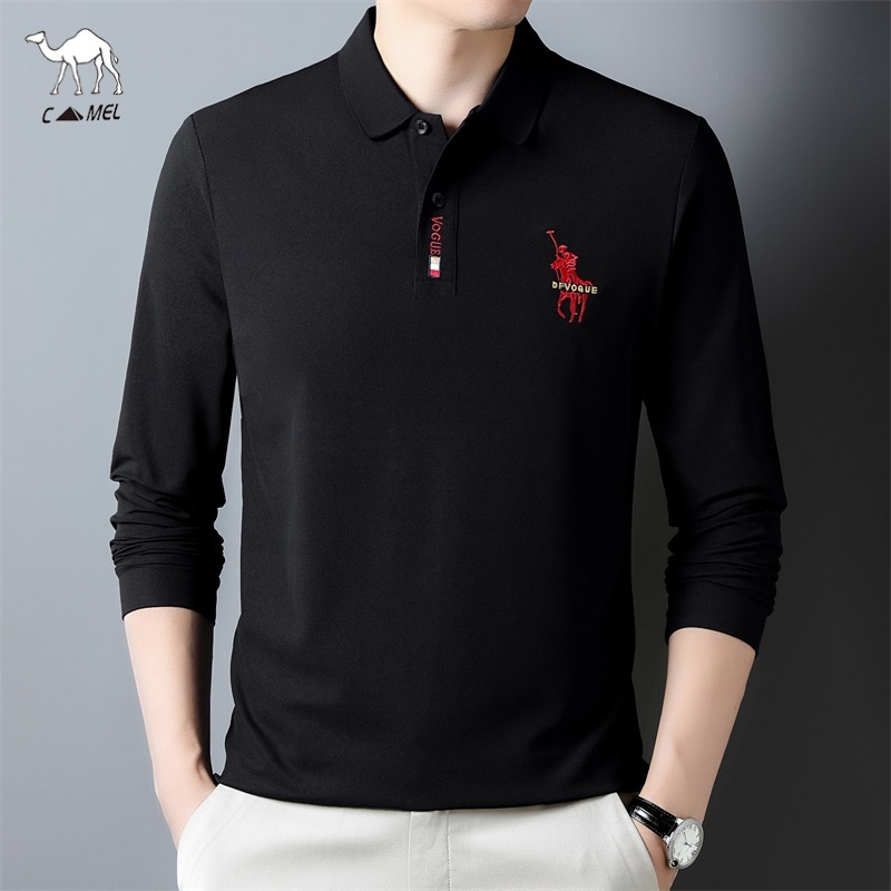 Áo Thun polo Dài Tay Thêu Chữ Thời Trang Nam Tính