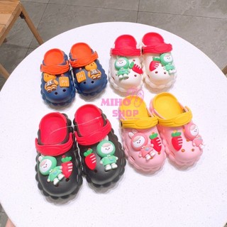 Phom to dép sục đế màu gấu bánh quy thỏ cà rốt cho bé trai bé gái mềm nhẹ êm chân miho house