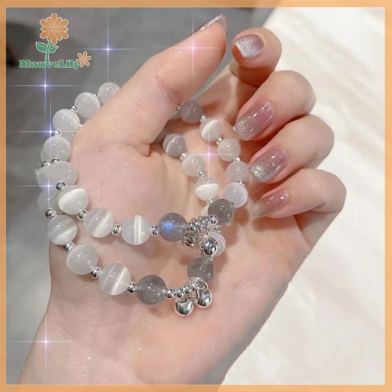 Lily Vòng Tay Chuỗi Hạt Đá Mắt Mèo zircon Mặt Trăng Ngôi Sao Tinh Tế Dễ Thương Làm Quà Tặng Bạn Gái uuu