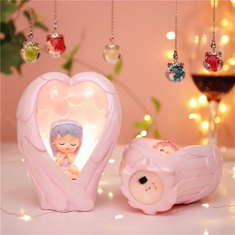 Hoạt Hình Đèn Ngủ Hình Thiên Thần Ánh Ngọc Trai Dùng Làm Quà Tặng Cho Bé Gái