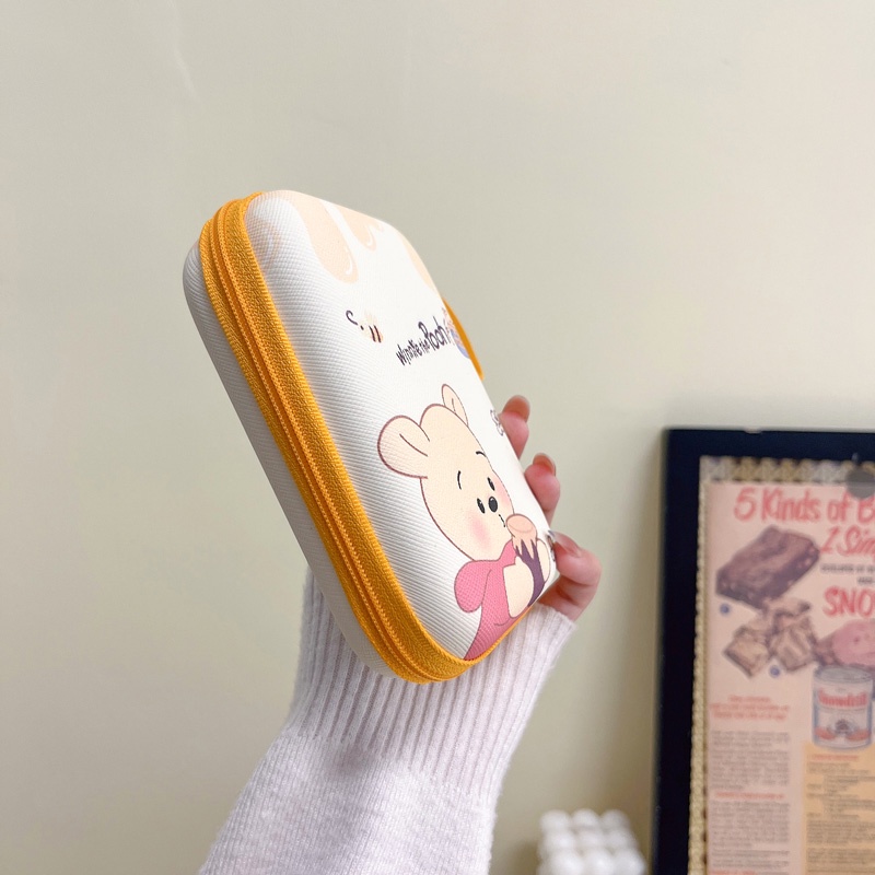 Pu Túi Da Đựng Tiền Xu / Tai Nghe / Dây Cáp Sạc usb Có Khóa Kéo In Họa Tiết Hoạt Hình Dễ Thương