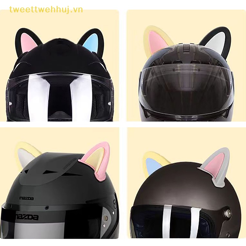 Miếng Dán Trang Trí Mũ Bảo Hiểm Hai Màu Hình Tai Mèo vn