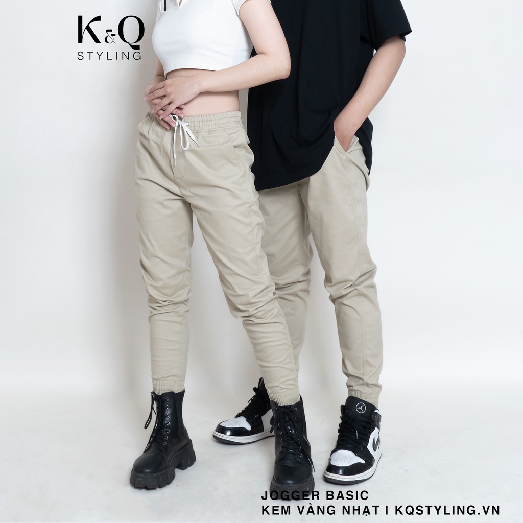 Quần jogger kaki co giãn KQSTYLING premium Kem Vàng nhạt