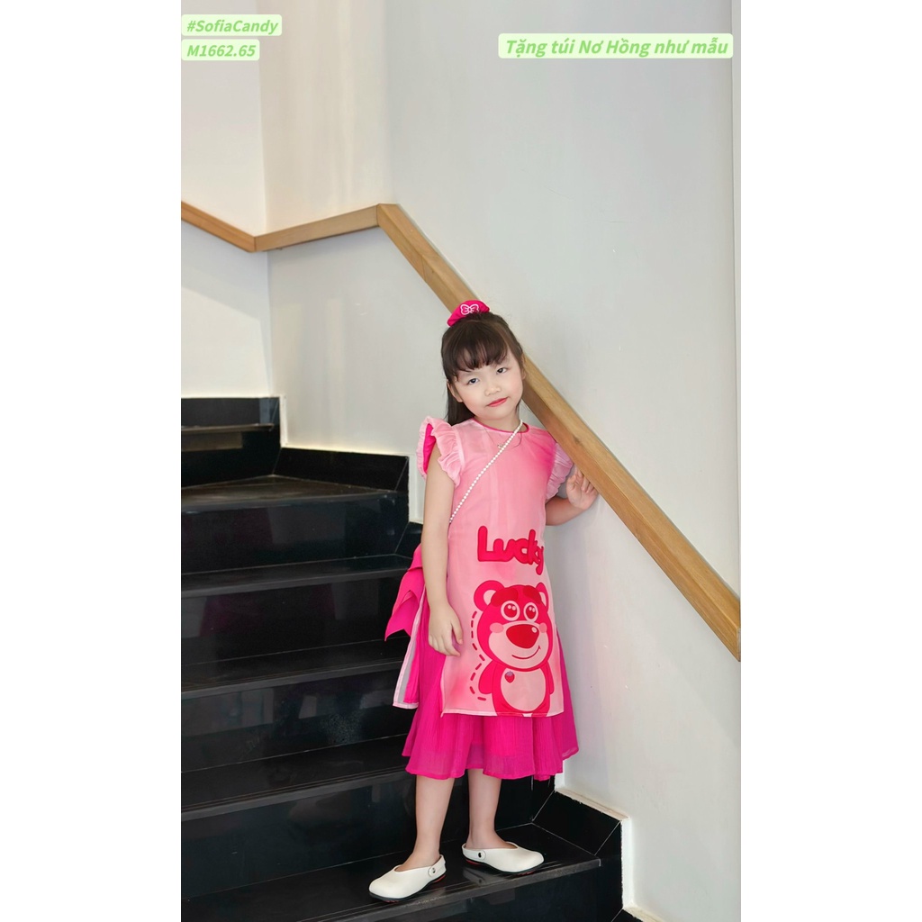 Áo dài gấu dâu hồng