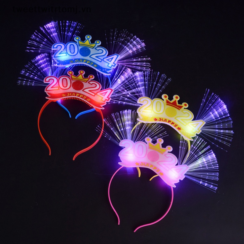 Băng Đô Sợi fiber Phát Sáng Hình Vương Miện Mừng Năm Mới Cho Bé