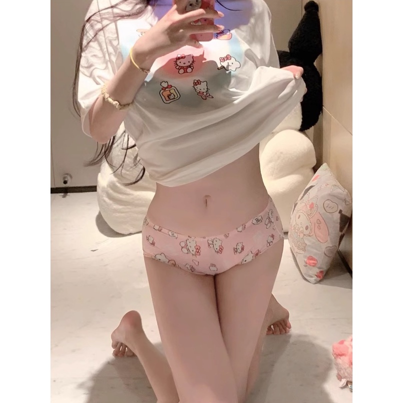 Quần Lót Tam Giác Màu Hồng Sữa Thoáng Khí Thoải Mái Dễ Thương Mùa Hè