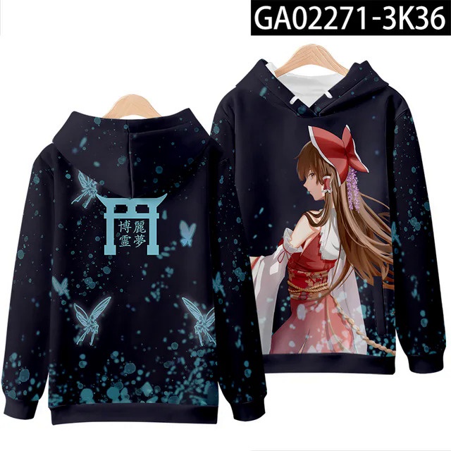 Áo Khoác hoodie Có Khóa Kéo In Họa Tiết anime touhou project 3d Phong Cách harajuku Cho Nam Và Nữ
