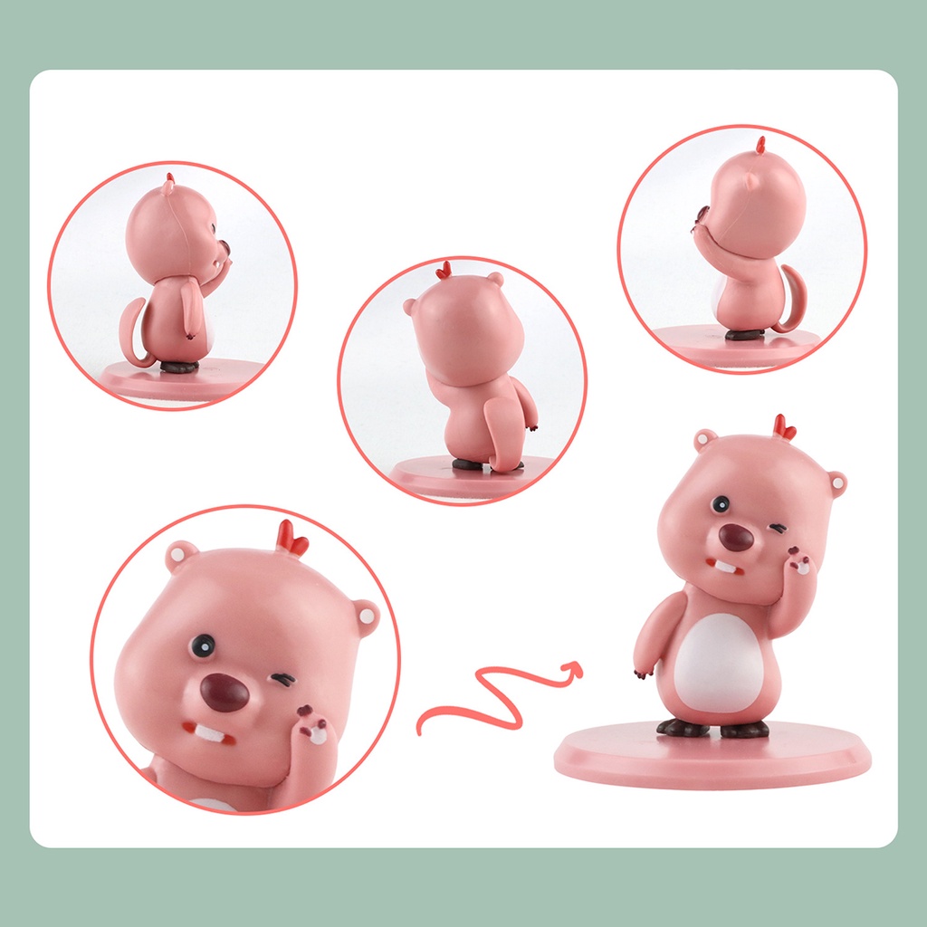 1 set 6 Đồ trang trí Nhân Vật anime pororo loopy Bằng pvc Dễ Thương Trang Trí Bàn Làm Việc