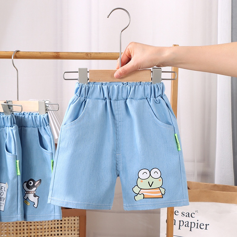 Quần Short Jean Xanh Dương Hình Thú Dễ Thương Cho Bé Trai 2-6 Tuổi
