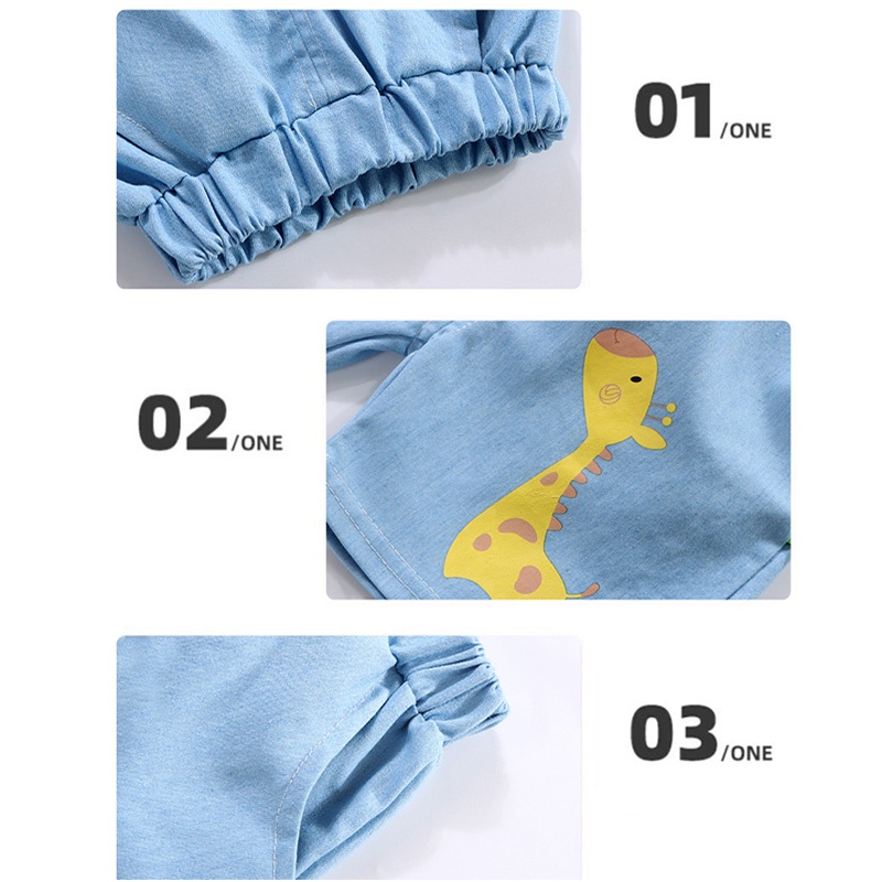 Quần Short Jean Xanh Dương Hình Thú Dễ Thương Cho Bé Trai 2-6 Tuổi