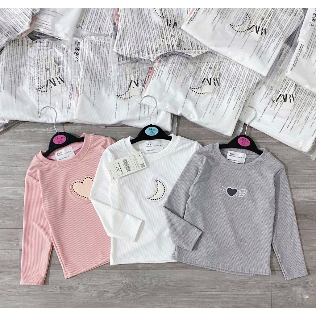 ✨MALINHKID✨CB0561 Combo 3 áo TIM TRĂNG trẻ em cổ tròn dài tay