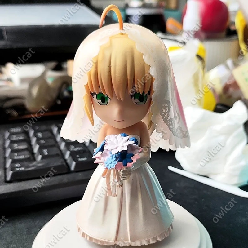 Mô Hình Nhân Vật Saber Altria Pendragon  10cm Wedding Dress Fate Stay Night Heaven's Feel Seber Fate Grand Order FGO Excalibur Blonde PVC Figure Packed in Box GSC
