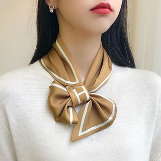 Khăn Choàng Cổ Vải Lụa satin Thắt Nơ Cho Nữ