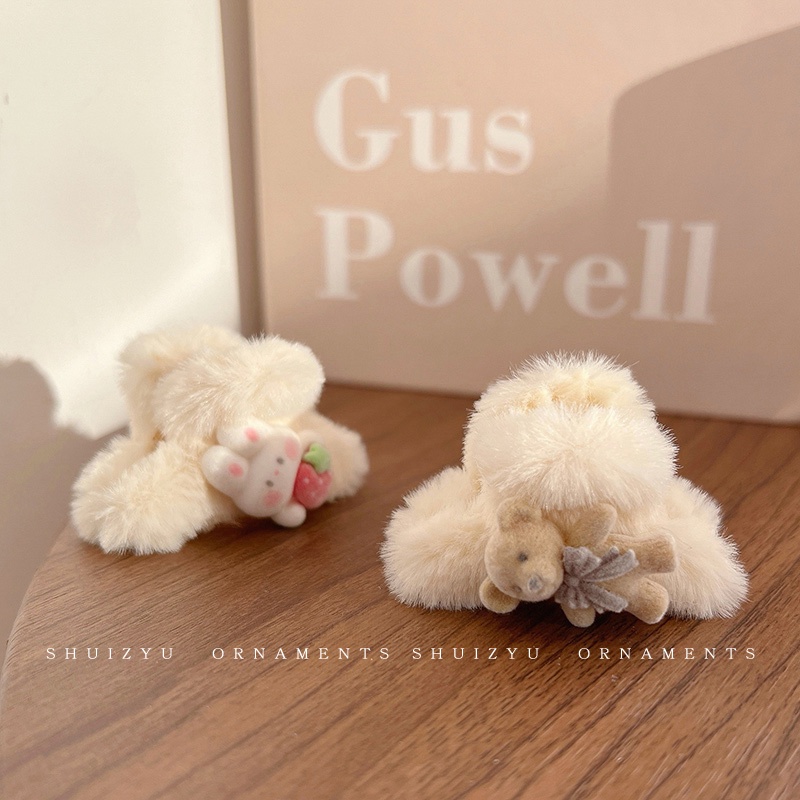 Kẹp Tóc Hình Gấu / Thỏ Bằng Lông Nhung Dễ Thương Xinh Xắn