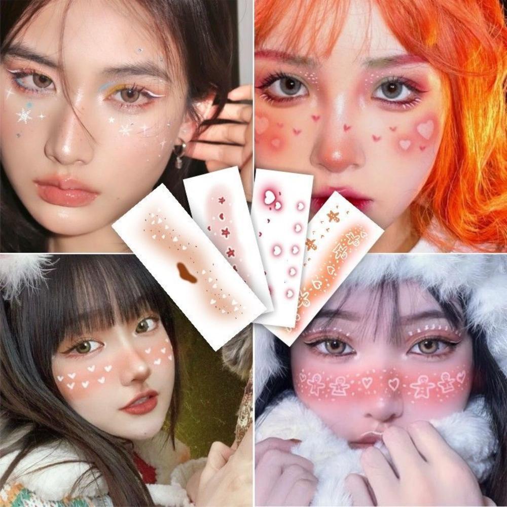 Hình Xăm Dán Trang Điểm Mặt Họa Tiết Bông Tuyết Tuần Lộc Dễ Thương Dùng Một Lần