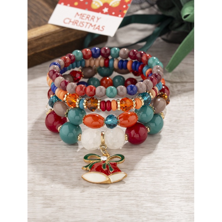 Vòng Tay Nhiều Lớp Đính Hạt Pha Lê Phong Cách bohemian Giáng Sinh