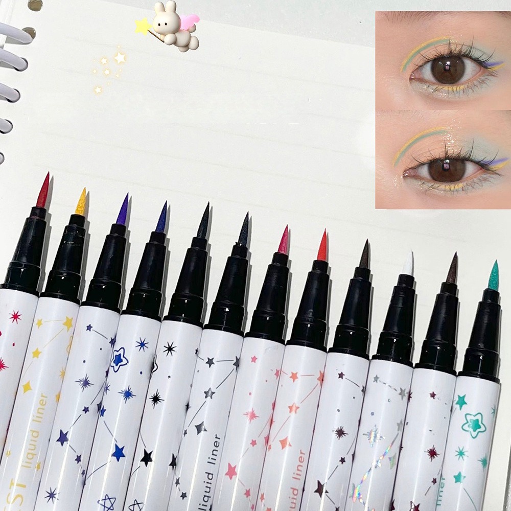 Bút Kẻ Mắt Dạng Lỏng Màu Mới QiBest Khô Nhanh Không Thấm Nước Lâu Trôi Không Nhòe Bút Kẻ Mắt Siêu Mịn, Mỹ   Dễ Thương