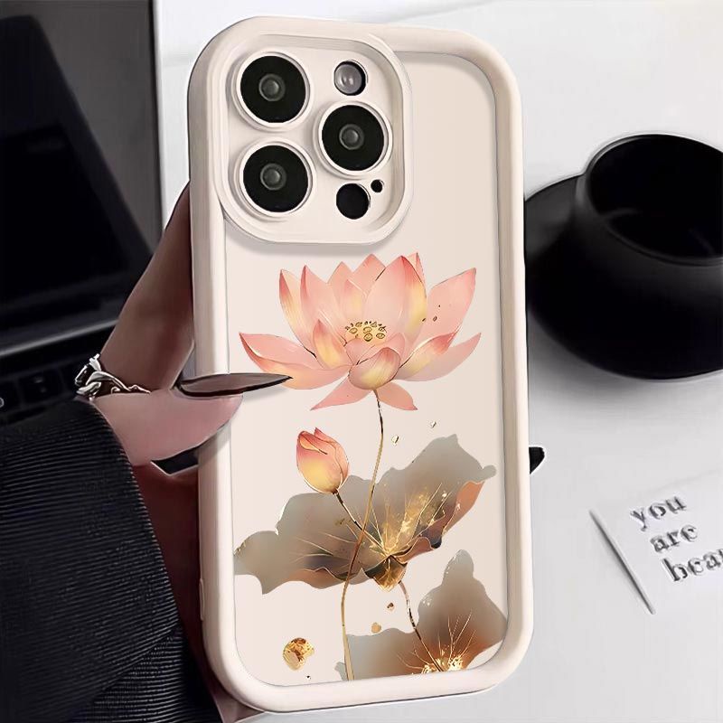 Phù Hợp Ốp Điện Thoại Họa Tiết Hoa Sen Trắng Độc Đáo Cho iphone 11 12 pro max x xr xs max se 7 plus 8 plus 13 pro max 14 pro max